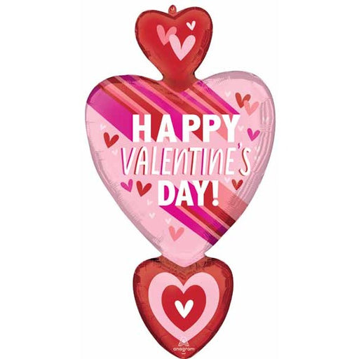 Happy Valentine's Day Hearts & Stripes 38-Inch Foil Balloon