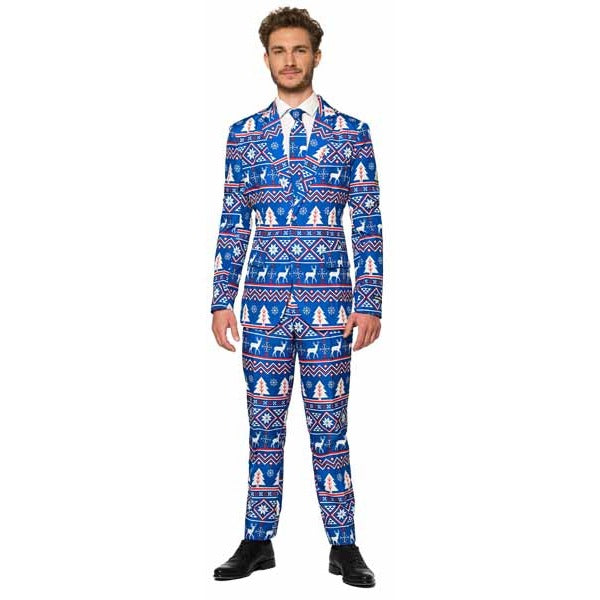 Suitmeister Men's Christmas Blue Nordic Suit, Large