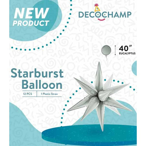DecoChamp 40" Eucalyptus Grey Starburst Foil Balloon