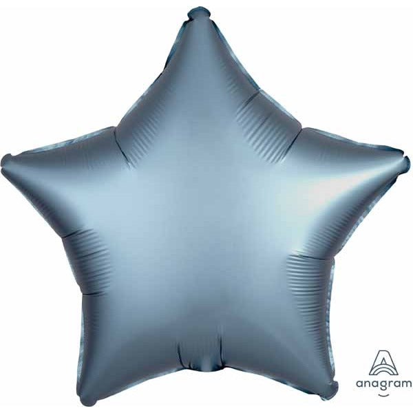 Steel Blue Satin Star Foil Balloon, 19 Inch