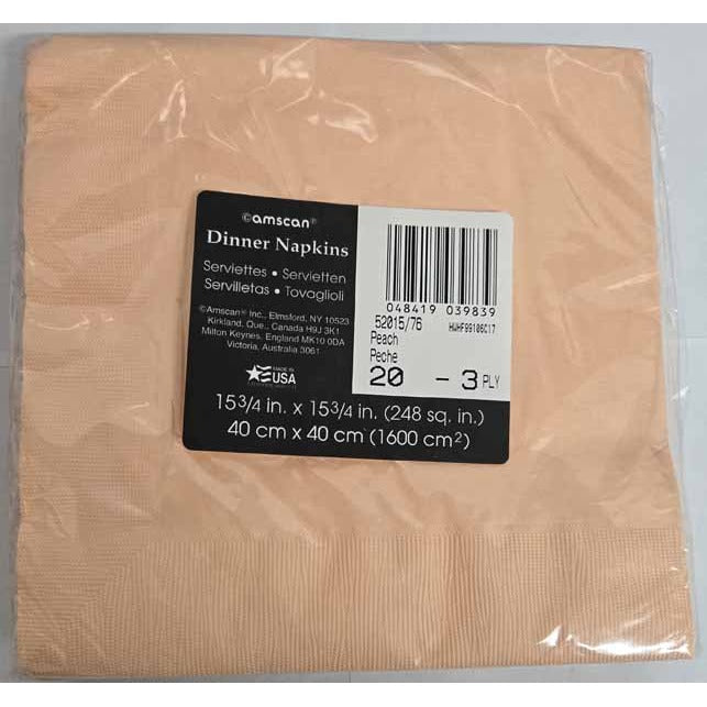 Peach 3-Ply Dinner Napkins, 20 Count