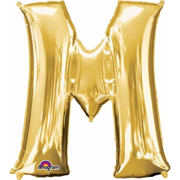 34-Inch Gold Letter M Foil Balloon