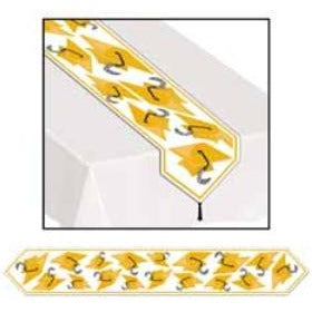 Gold Grad Cap Graduation Table Runner