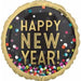 Happy New Year Confetti 28-Inch Jumbo Round Foil Balloon