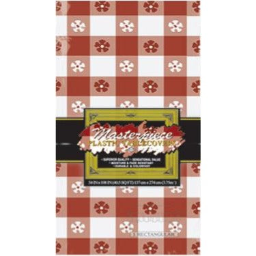 Red Gingham Plastic Table Cover, 54 x 108 Inches