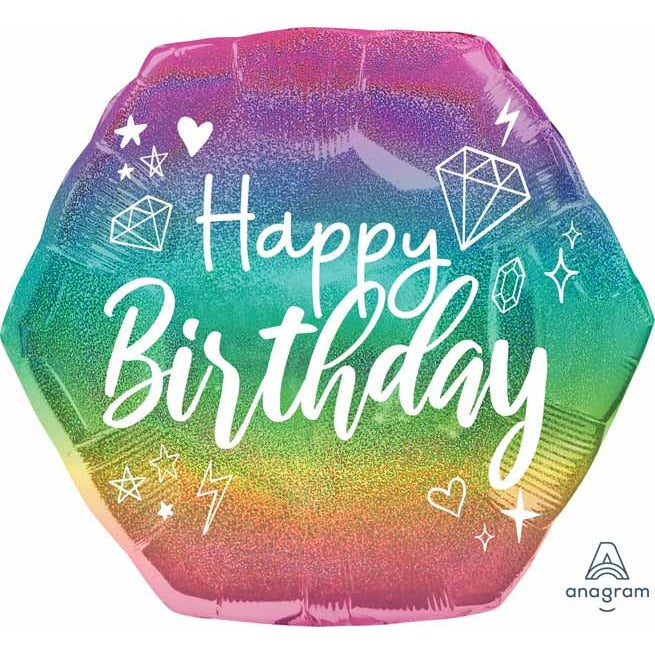 Sparkle Birthday 23-Inch Holographic Foil Balloon