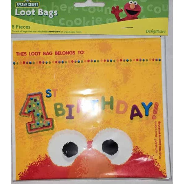 Sesame Street 1st Birthday Loot Bags, 8 Pack