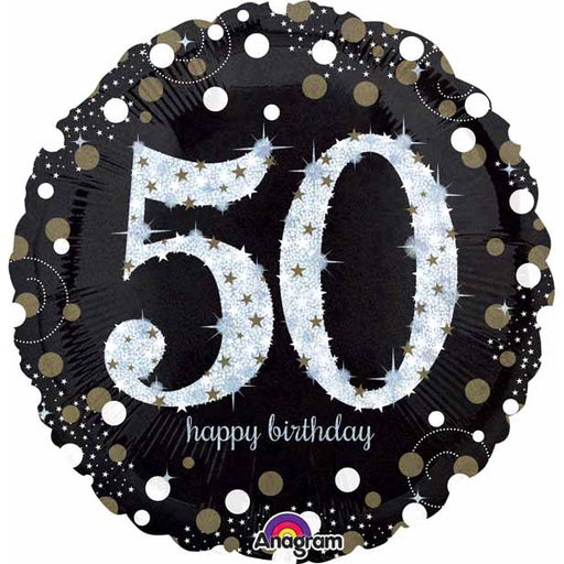 18-Inch Holographic Happy 50th Birthday Foil Balloon