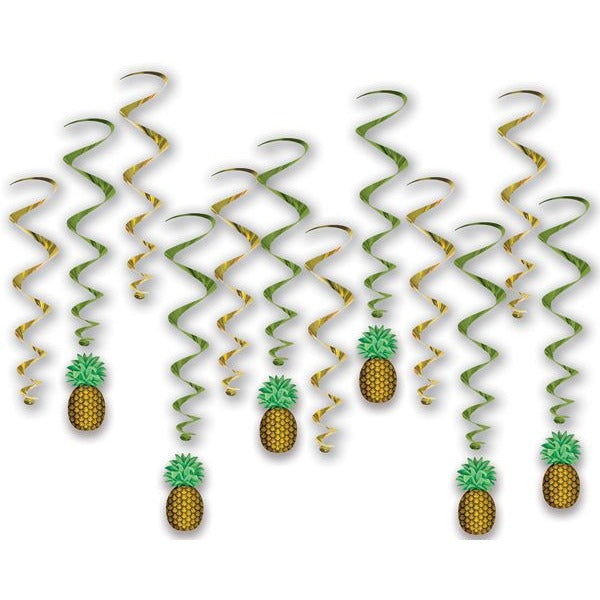 Pineapple Whirls Hanging Decorations, 12 Count