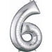 34-Inch Silver Number 6 Foil Balloon
