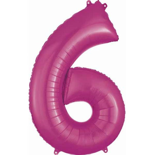 34 Inch Pink Number 6 Foil Balloon