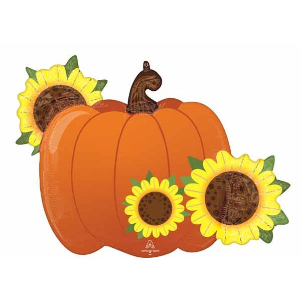Pumpkin & Sunflowers 31" Shaped Foil Balloon