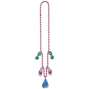 36-Inch Beaded Necklace with Flip-Flop Medallion