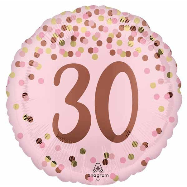 Pretty Pink 30th Birthday Round Foil Balloon, 18 Inch