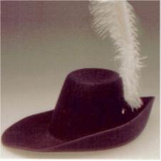 Black Cavalier Costume Hat with Plume