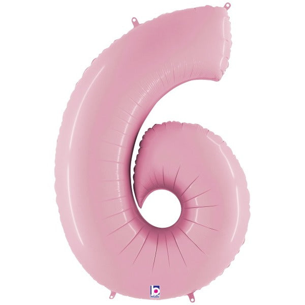 Megaloon Number 6 Pastel Pink Balloon