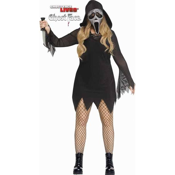 Mirror Bling Ghost Face Plus Size Costume, 22W/24W