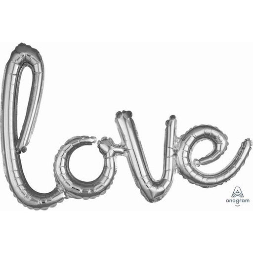 Silver Love Script Balloon