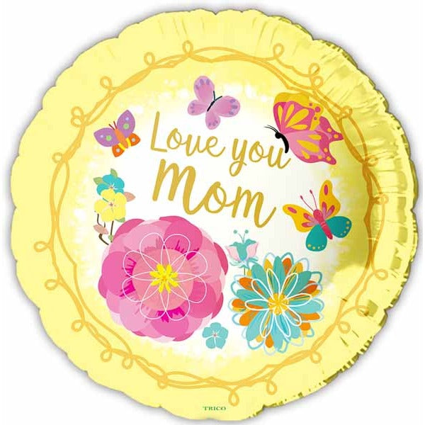 Love You Mom Yellow 18-Inch Foil Balloon