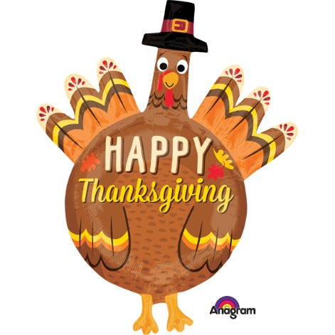 38-Inch Pilgrim Turkey Thanksgiving Foil Balloon