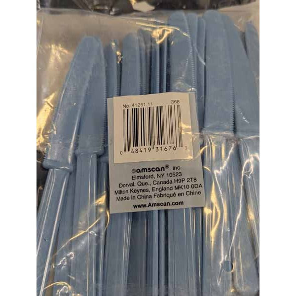 Powder Blue Plastic Knives, 50 Pack