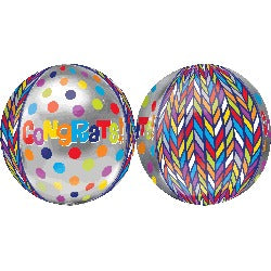 Congrats Dotty Geo Orbz 16-Inch Foil Balloon