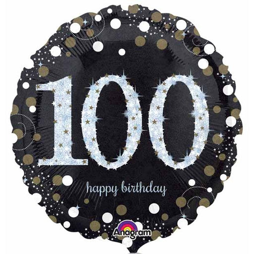 Sparkling 100th Birthday Holographic Foil Balloon, 18 Inch