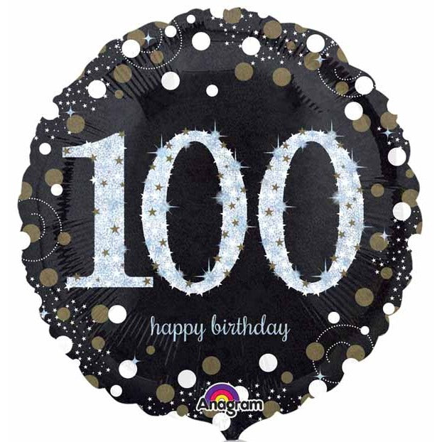 Sparkling 100th Birthday Holographic Foil Balloon, 18 Inch