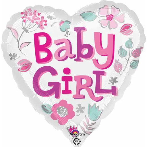 Baby Girl Heart Foil Balloon, 18 Inch