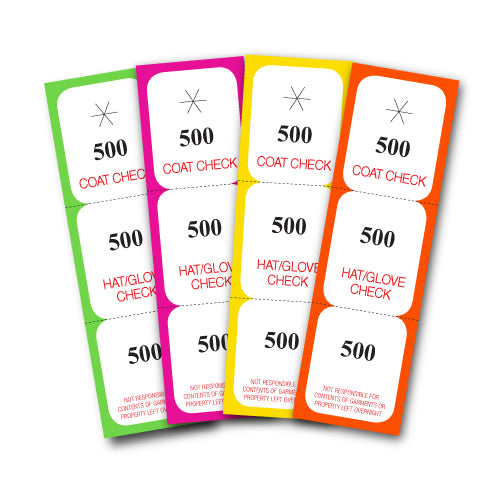 COAT CHECK TICKETS 3 PART 1000/BOX