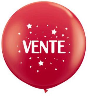 36-Inch Red "Vente" Latex Balloon, 1 Count