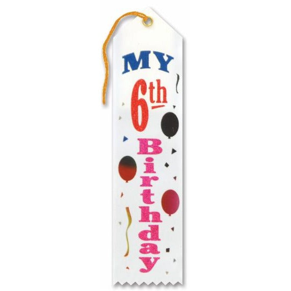 My 6th Birthday Award Ribbon, 2 x 8 Inches