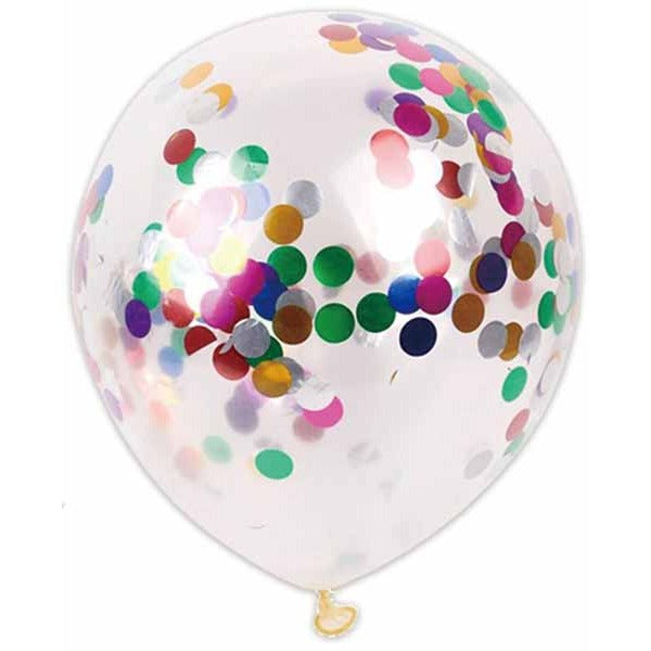 12-Inch Mixed Confetti Print Latex Balloons, 4 Pack