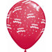 Red Happy Birthday All Over Latex Balloons, 50 Count