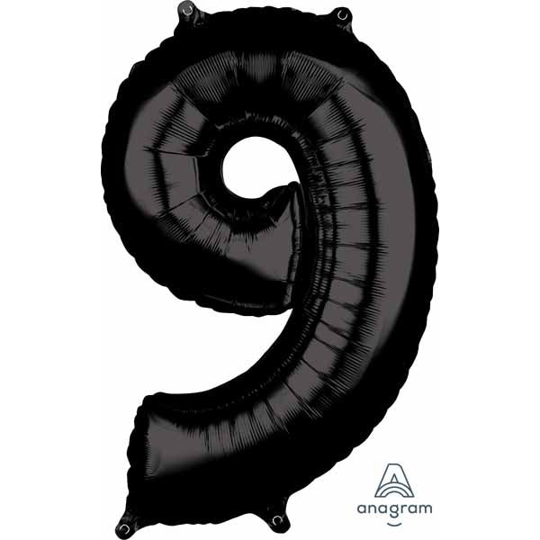 Black Number 9 Balloon, 26 Inch