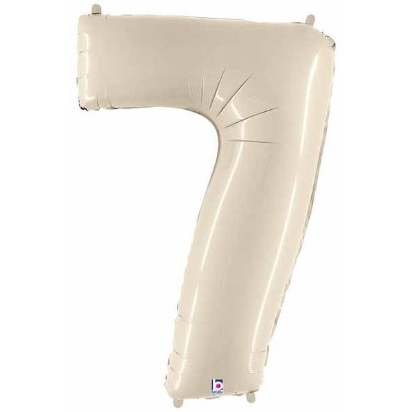 Megaloon Number 7 Balloon in White Sand, 32 Inch