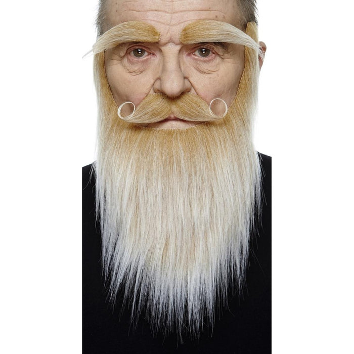 Blonde and White Costume Beard, Moustache and Eyebrow Set