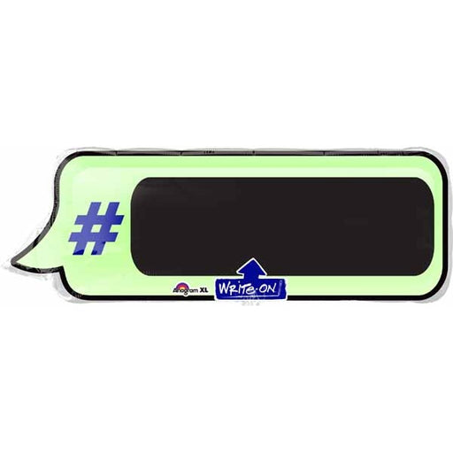 Hashtag Text Bubble Write-On Foil Balloon, 34 Inch