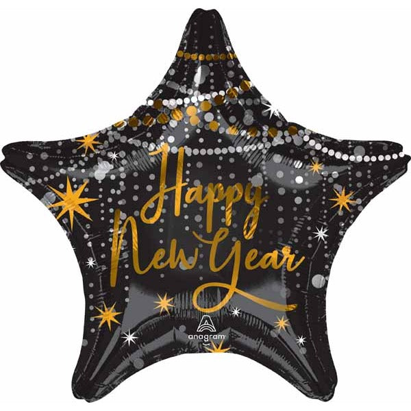 Midnight Hour Happy New Year Jumbo Star Foil Balloon