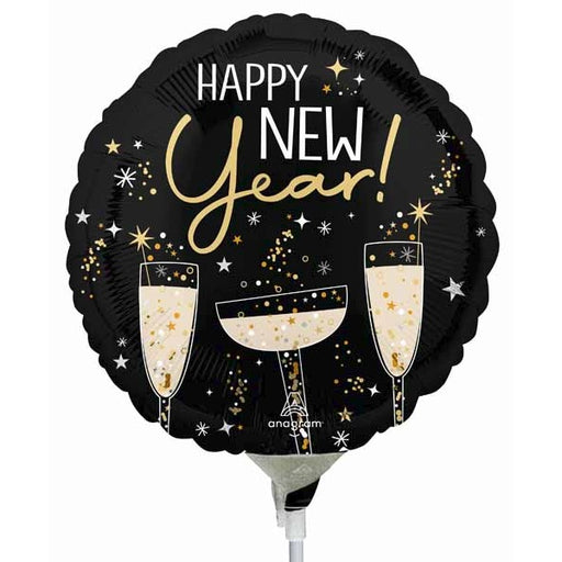 Bubbly New Year 9" Round Foil Balloon