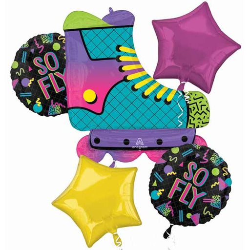 90s Party Roller Skate Foil Balloon Bouquet, 5 Pieces