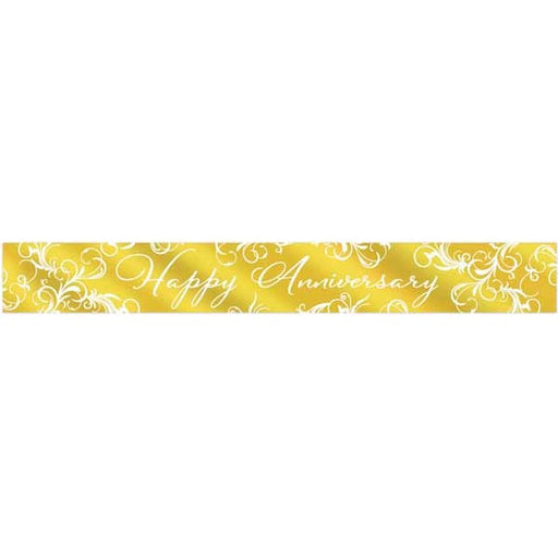 Gold Happy Anniversary Banner, 7.5 Inches x 5 Feet