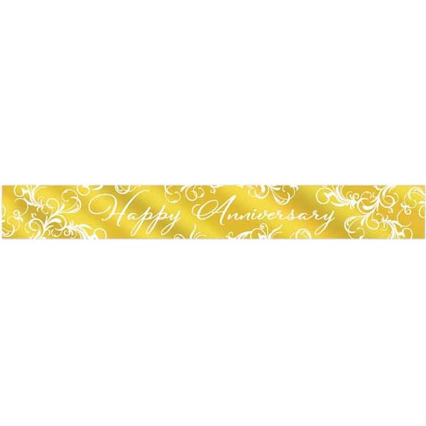 Gold Happy Anniversary Banner, 7.5 Inches x 5 Feet