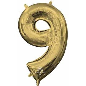 16-Inch White Gold Number 9 Foil Balloon