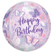 Flutters Happy Birthday Orbz Foil Balloon, 15 Inch