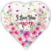 I LOVE YOU MOM WHITE HEART 18" FOIL PKG