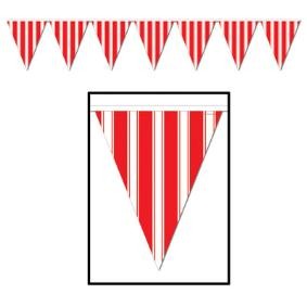 RED/WHITE STRIPED PENNANT BNR 11"X12'