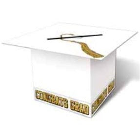 White Graduation Cap Card Box, 8.5 x 8.5 Inches