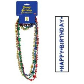 Happy Bday Beads of Expression Necklaces, 4 Pack