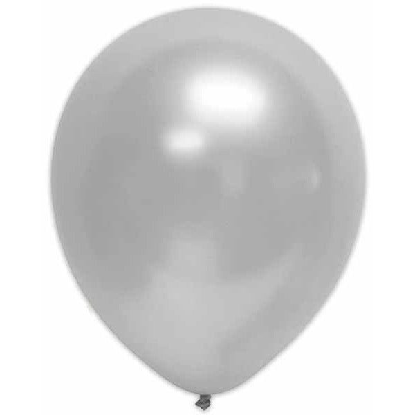 Pearl Silver 12-Inch Latex Balloons, 10 Pack